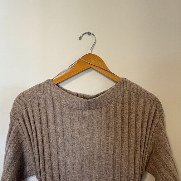 JOIE Knit Sweater Dress Brown NWT Ribbed Soft Stretchy Size M Belted - Picture 3 of 11